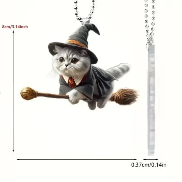 2D Acrylic Car Hanging Pendant Festive Animal Christmas Tree Decor Pendant Magic Flying Cat Car Interior Accessories - Image 5