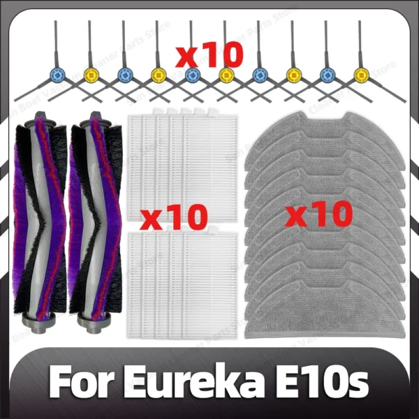 Compatible for Eureka E10s Robot Replacement Main Side Brush HEPA Filter Mop Pads Spare Parts Accessories