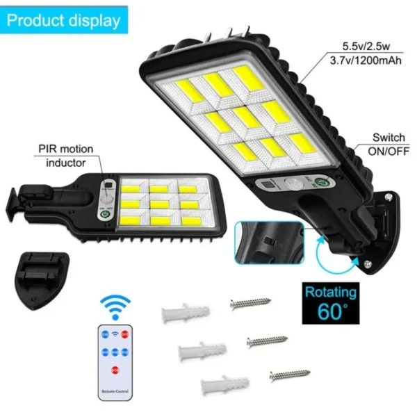 1~4pcs Solar Lights Outdoor With 3 Mode Waterproof Motion Sensor Security Lighting LED Wall Street Lamp for Garden 108/117COB - Image 6