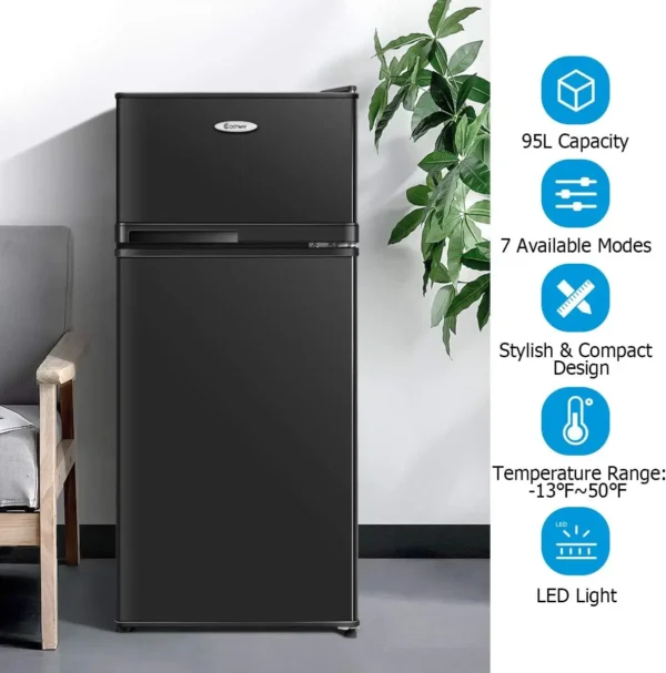 Compact Refrigerator 3.4 Cu. Ft. Classic Fridge with Adjustable Removable Glass Shelves Mechanical Control Recessed Handle - Image 4