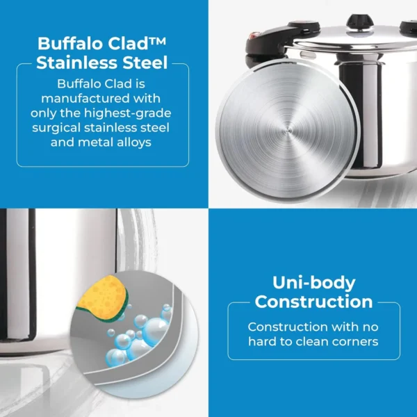 Pressure Cooker 8 Qt Stainless Steel - Small Canning Pot with Lid for Home, Commercial Use - Easy to Clean Stove Top - Image 2