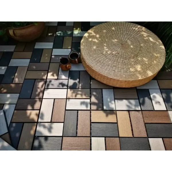 Interlocking WPC Decking Tiles Weather Resistant Outdoor Floor Tile Fire Water Resistant Patio DIY Deck Tiles Random Antique) - Image 6
