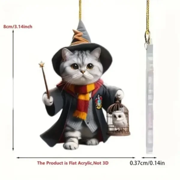 2D Acrylic Car Hanging Pendant Festive Animal Christmas Tree Decor Pendant Magic Flying Cat Car Interior Accessories - Image 6