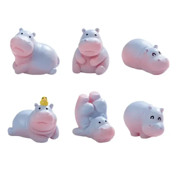 Mini Cute Hippo Resin Figurines Car Interior Animal Accessory Baby Hippo Sculpture Desk Decoration Home Desk Decoration - Image 3