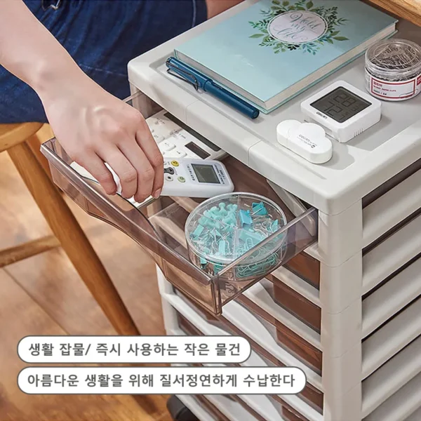 Mobile transparent plastic drawer storage cabinet multi-layer storage box file storage cabinet wheeled drawer storage box nail s - Image 5