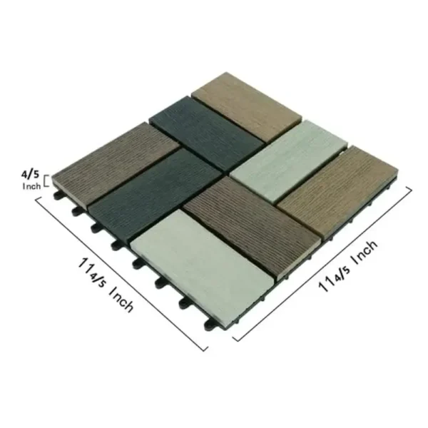 Interlocking WPC Decking Tiles Weather Resistant Outdoor Floor Tile Fire Water Resistant Patio DIY Deck Tiles Random Antique) - Image 4