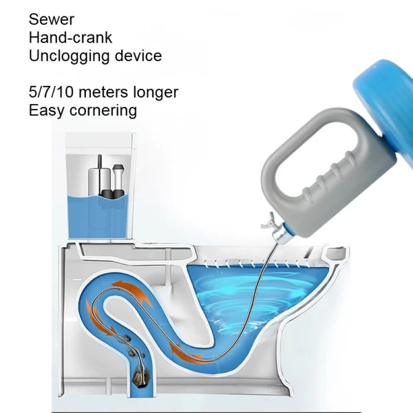 Toilet Sink Drain Unblocker Sewer Pipe Plunger Dredge 5/7/10 Meters Handheld Extendable Bathroom Kitchen Cleaning Tools - Image 3