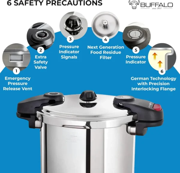 Pressure Cooker 8 Qt Stainless Steel - Small Canning Pot with Lid for Home, Commercial Use - Easy to Clean Stove Top - Image 5