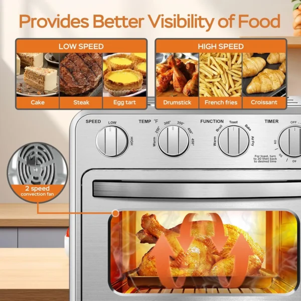 Air Fryer Toaster Oven, 4 Slice Toaster Airfryer Countertop Oven, Electric Hot Oven - Image 5