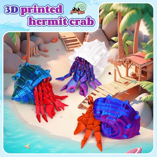 3D Printing Toys Hermit Crab Joint Movable Model Novelty Adult Toy Anti-stress Figurine Miniature Desk Accessories Birthday - Image 6