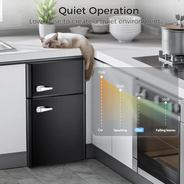 Mini Fridge with Freezer,3.2 Cu.Ft Compact Mini Refrigerator with Double 2 Door,Adjustable Temperature,Full Size for Home,Kitche - Image 5
