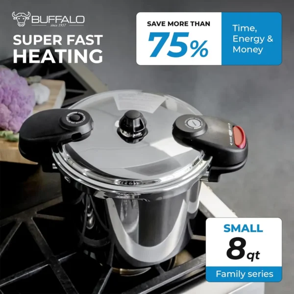 Pressure Cooker 8 Qt Stainless Steel - Small Canning Pot with Lid for Home, Commercial Use - Easy to Clean Stove Top - Image 4