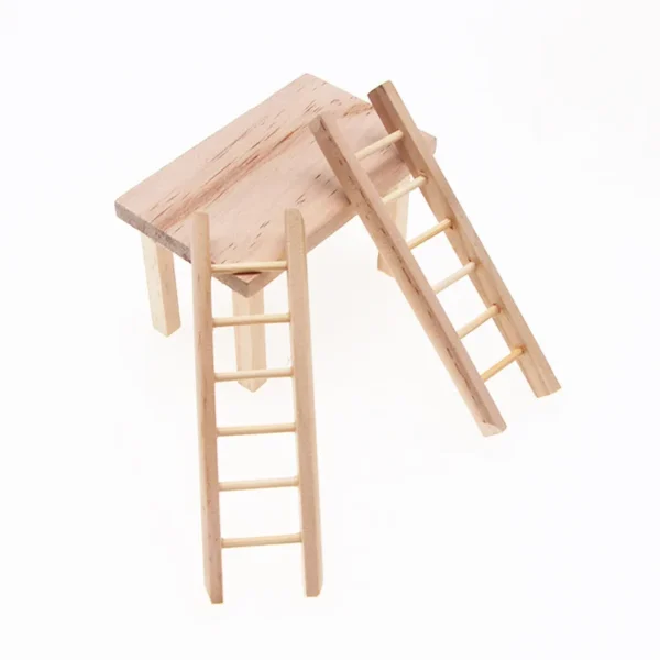 Dollhouse Mini Wooden Zigzag Ladder BJD Miniature Christmas Scene Horticultural Landscape Decor Furniture Model Accessories - Image 6