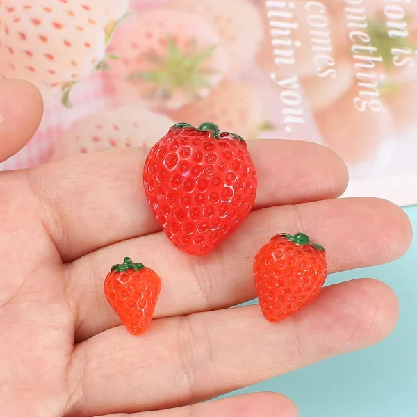 10pcs Simulation Fruit Strawberry Miniature Food Art Cabochons Flatbacks Decoden Charms Craft Supplies Kawaii Accessories - Image 10