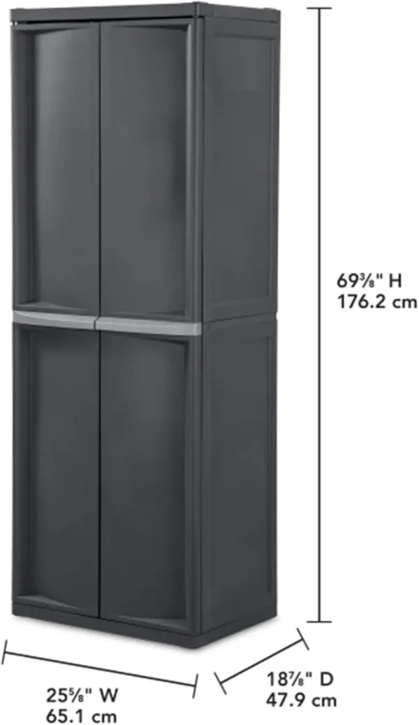 Sterilite 4 Shelf Cabinet, Heavy Duty and Easy to Assemble Plastic Storage Unit, Organize Bins in the Garage, Basement, Attic, M - Image 3