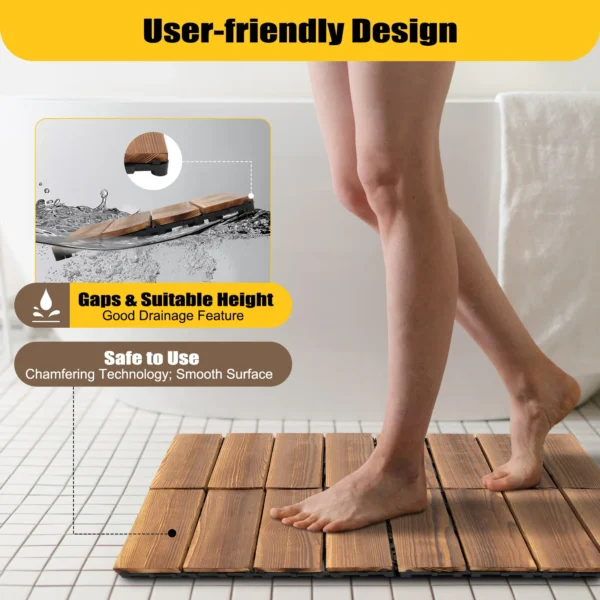 36Pack Hardwood Interlocking Patio Deck Tiles,12" Interlocking Natural Solid Acacia Wood for Outdoor&Indoor, Floor Decking Tiles - Image 4