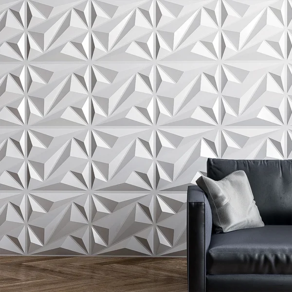 50/100pcs Diamond Design Decorated 3D Wallpanel, 30cmx30cm Matte White/Black, Diy Home Decoration Wallboard For Living Room - Image 3