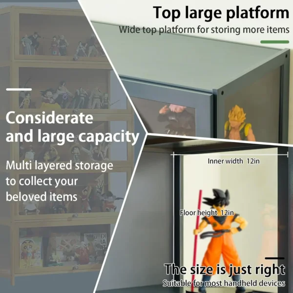 5 Curio Display Cabinet, Storage Shelves with Acrylic Glass Door, Collectibles Toy Organizers Rack & Display Shelf, Kids Bo - Image 6