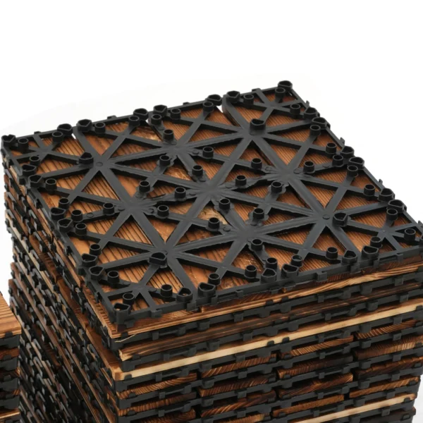 36 Pcs Brown Hardwood Interlocking Patio Deck Tiles Outdoor Waterproof 12''x12'' - Image 5